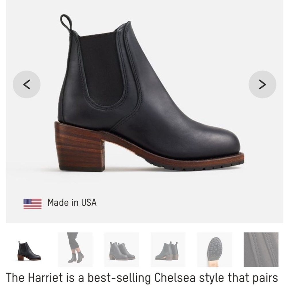 Women’s Harriet Red Wing black heeled boots
Retails for $398
